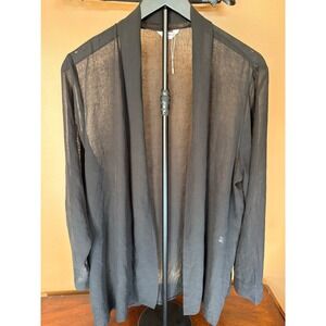 Hotouch Black Sheer Open‎ Front Cardigan Lightweight Gauzy Layering Top